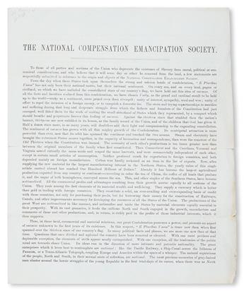 (SLAVERY AND ABOLITION.) BURRIT, ELIHU, GERRITT SMITH, ET AL. The National Compensation Emancipation Society.